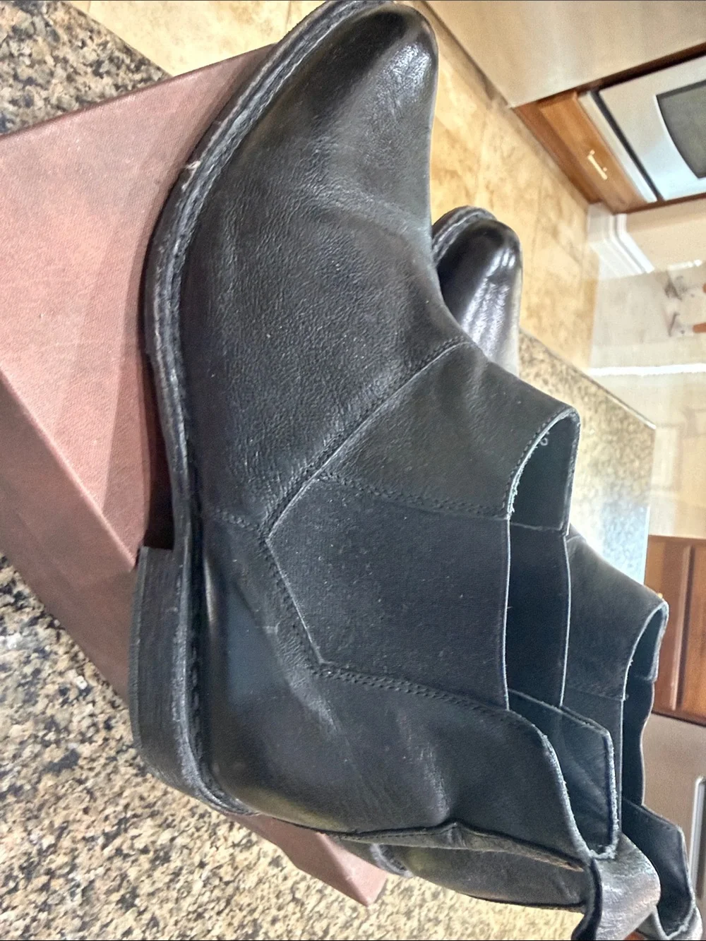 MOMA Men's Black Leather Chelsea Boots - Classic Slip-On boot.  Size 42 eu